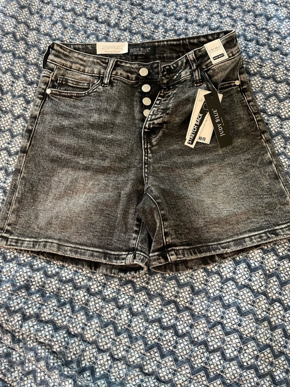 Judy Blue Washed Black High-Rise Button-Fly Jean Shorts